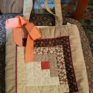 Handmade Upcycled Quilted Fabric Tote Bag New Purse Cottagecore Quilt Shoulder